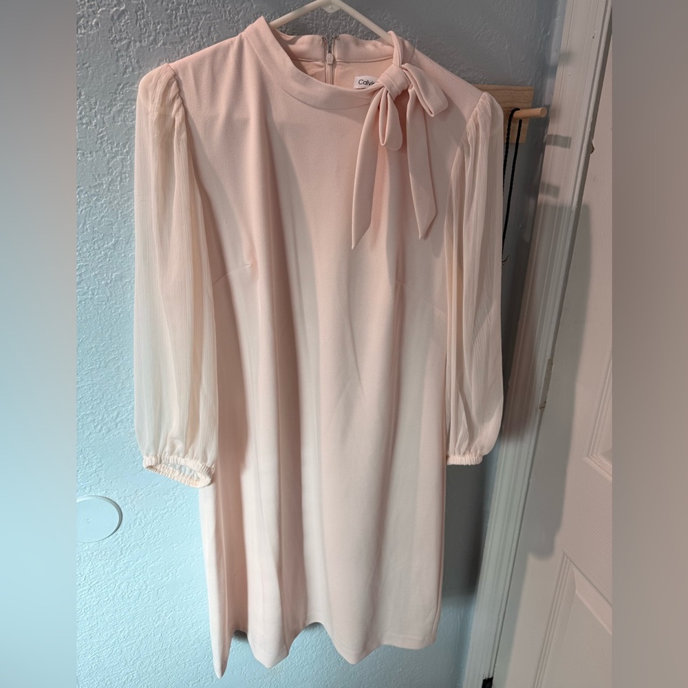Calvin Klein Pink Dress with Bow Detail